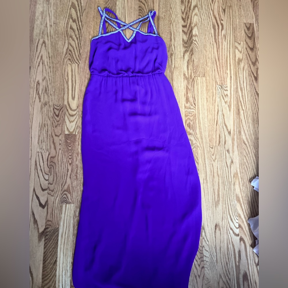 Coast purple sequenced shoulder dress